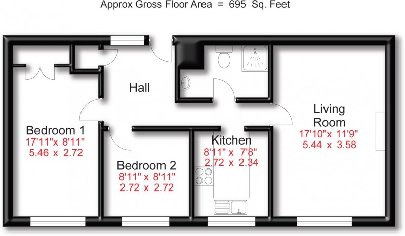 Floorplan for Warwick House, Sale, M33 2FP