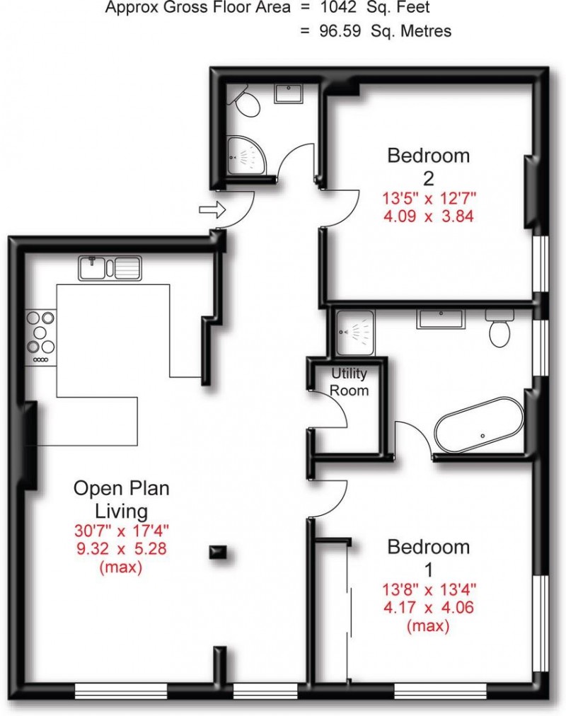 Floorplan for The Downs, Altrincham, WA14 2PU.
