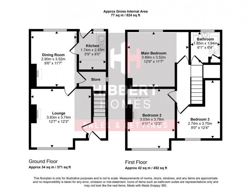 Floorplan for Grasmere Avenue, Stockport