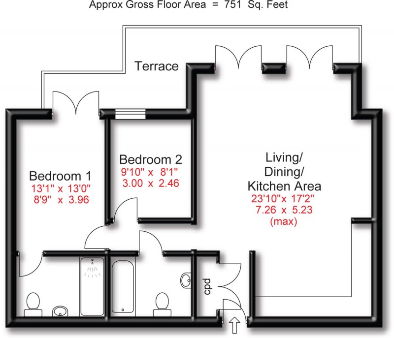 Floorplan for St. Johns Road, Altrincham, WA14